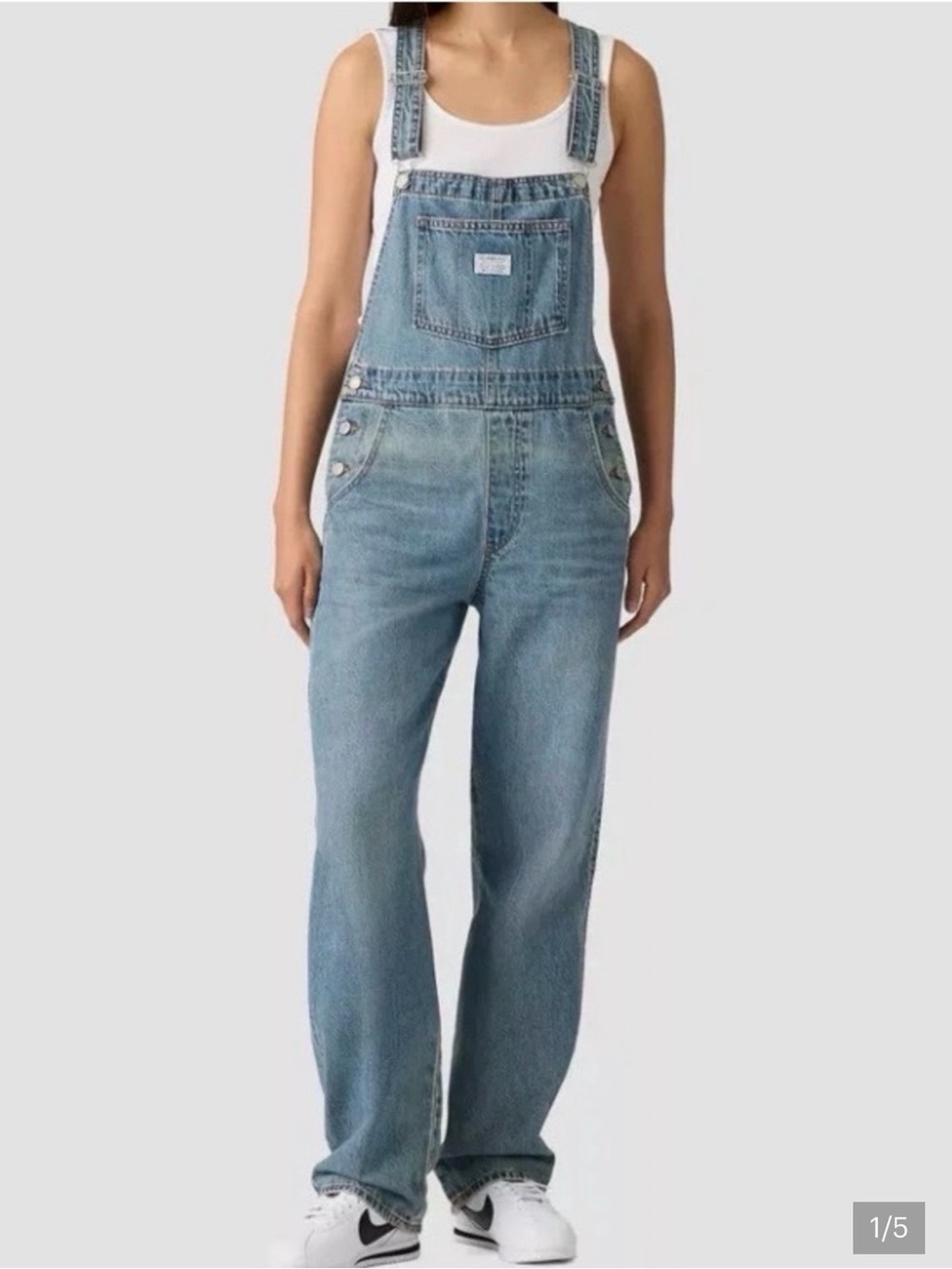 Light Blue Denim Women's Jeans Overalls with Front Bib Pocket